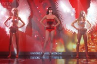 Модель эротического нижнего белья на выставке Lingerie Fashion Weekend 2016