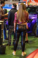 Девушка в леггинсах на выставке